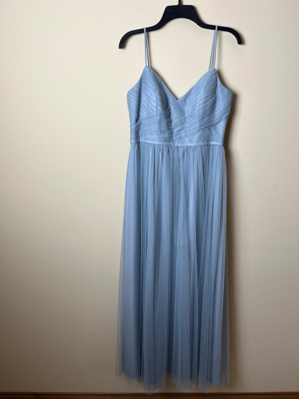 Wtoo Silver Gray Spaghetti Strap Tulle Maxi Bridesmaid Dress